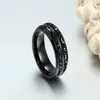 Anelli a cluster Modile di alta qualità Maschio punk Vintage Black in acciaio inossidabile in acciaio inossidabile Due file CZ Stone Wedding Ring per Man Woman180D