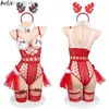 Tematdräkt Anilv 2023 Julunderkläderserie Kom Xmas Santa Tree Elk Snowflake Fishnet Bodysuit Bikini Pyjamas Uniform Cosplay T231013