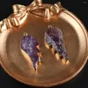 Pendentif Colliers 2pcs Charme Améthystes Aile en forme de pierre naturelle Fabrication de bijoux DIY Collier Boucles d'oreilles Accessoires Cadeau 45x18x7mm