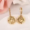 Ensemble de bijoux éthiopiens de dubaï, collier, pendentif, boucles d'oreilles pour filles, véritable 18 k, jaune massif, or fin, fleur GF, Europe, ensembles de mariée 276S