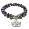 SN1119 Amethyst Healing Mala Armband Yoga Jewelry Lotus Wrist Mala Meditation Energy Strength Trendy Mors dag Gift159x