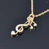 Pendant Necklaces SINLEERY Trendy Music Notes Women Necklace Rose Gold Silver Color Chain Statement Jewelry Gifts XL488