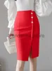 Grundlegende Freizeitkleider Hohe Taille Bleistiftröcke Frauen Neuankömmling 2023 Sommer Koreanischer Stil Einfarbig Bürodame Knielang Eleganter Rock W1351 J231013