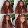 Spetsspår Reddish Brown Deep Wave Curly 13x4 Frontal Human Hair Wig 13x6 HD Glueless Pre Plucked 231013