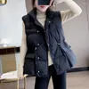 Coletes femininas Mulheres Parkas Sem Mangas Cor Sólida Botão Coberto Zipper Bolsos High Street Outerwear Cardigan Casual Outono 2023