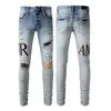 Jeans pour hommes imitation vieille moto moto jeans rock skinny slim déchiré lettres top qualité marque hip hop denim designers pantalons taille 28-40