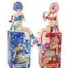 Costumes de mascotte 16 cm Figure d'anime Re: la vie sans départ dans un autre monde Sexy Rem Ram modèle poupées jouet cadeau boîte de collection ornements matériel en PVC