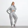 Yoga outfit Wareball Seamless Set Fitness Gym Clothing Long Sleeve Shirts High midjan Rinnande leggings Träning Pants Sports Suits 231012