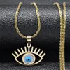 Ожерелья с подвесками, эстетическое турецкое греческое злое ожерелье с голубыми глазами для женщин и мужчин, ожерелье из нержавеющей стали золотого цвета, защита цепи на ключицы