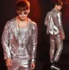 Men's Suits Rivet Silver Clothes Men Designs Stage Costumes For Singers Leather Jacket Sequins Blazer Dance Star Style Dress Punk