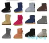 Bottes de neige classiques de styliste pour femmes, châtaigne, nœud bas, noir, gris, bleu marine, bottines d'hiver courtes