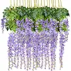 12PCS Artificial Wisteria Flowers 75 cm 110CM Fake Wisteria Vine Vine Long Hanging Flower Wewnienia świąteczne na wesele przyjęcie urodzinowe 6 Colo Edkf