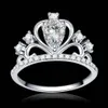 anello di fidanzamento in argento color argento con zircone trasparente di alta qualità, principessa in pietra, regina, cocktail Alliance girls216W