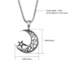 Collane con ciondolo BONISKISS Classic Retro Hollow Star e Crescent Moon Collana Uomo Donna Vintage Amuleto in acciaio inossidabile Regalo di gioielli