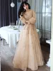 Modest Evening Dresses With Long Sleeves Luxury Appliquies Sequin Tulle Women Dresses Evening 2024