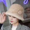 Wide Brim Hats Bucket Winter Women Outdoor Keep Warm Real Mink Fur Hat Natural 100% Lady Knitted Quality Genuine Caps 231012