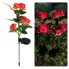 Decorative Flowers Solar Light Led 3 Heads Rose Flower Lawn Lamp Waterproof Stake Home Garden Yard Path Party