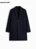 Men's Wool Blends Mauroicardi Autumn Winter Warm Soft Light Grey Woolen Coat Men with Back Slit Single Breasted Luxury Overcoat 2023 231012