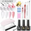 Nail Art Kits UR SUIKER 15 ml Helder Naakt Roze Extension Gel Set Met LED Lamp Hard Semi Permanente Vernis manicure UV 231013