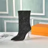 ハイヒールの女性デザイナーブーツAmina Muaddi Pointed-Pointed Boots Martin Desert Boot Sequins