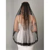 Foulards Voile de mariée Mariée Élaborée Tulle Foulard Dentelle Noir Bachelorette Party Poule Foulard