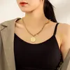 Länkarmband anenjery 316l rostfritt stål porträtt skivhängen halsband för kvinnor mode personlighet vintage smycken tillbehör