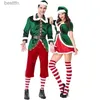 Tematdräkt Santa Claus Elf Little Helpers Come Christmas Elves Adult X-Mas Family Mrs Fleece Velvet Matching Outfit For Men Womenl231013
