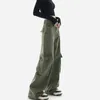 Kvinnors jeans wcfcx studio last kvinnor y2k streetwear baggy vintage grön bred ben mamma modebyxor