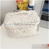 Cosmetic Bags Cosmetic Bags Cute Quilted Cotton Bag Womens Zipper Organizer Fabric Handbag Box Shape 230426 Health Beauty Makeup Makeu Dhpc4