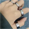 Band Rings Titanium Steel Couple Ring Simple Mens Plain Womens Tail Jewelry Gift Jewelry Ring Dhhge