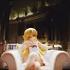 Mascot Costumes 12cm Anime Figure Bakemonogatari Series Sofa Seat Oshino Shinobu White Dress Sitting Pose Model Dolls Toy Gift Pvc Material