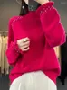 Swetry damskie wełniane wełniane odzież w stylu księżniczki pullover top swobodny luźno na dużych rozmiarach stylowy luksus