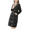 Dames trenchcoats mode casual lange katoenen jas herfst winter warme donsjassen imitatie kraag parka overjas