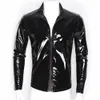 Men S Leather Faux Mens Jacket Lingerie Wetlook Shiny Bodysuit Jumpsuit Tops Underwear Nightclub Zip Up Stage Clothing 231012