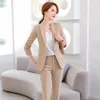 Calças femininas de duas peças Khaki Rosa Azul Café Preto Senhoras Formal Pant Terno Mulheres S-5XL Slim Blazer e Calças Duas Peças Set 231013