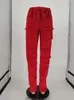 Women's Pants s Red Stacked Sweatpants High Waist Tracksuits Y2K Harajuku Joggers Streetwear Mall Goth Cargo Safari Trousers 231012