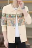 Men's Jackets Spring And Autumn Korean Style Men Patchwork Cardigan Sweater Turn-down Collar Jacket Casual Knitted Coats Male 6750