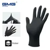 5本の指の手袋ニトリル防水作業GMG機械化学食品用の厚い黒い手袋使い捨て231012