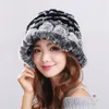 Bérets véritable Rex fourrure seau chapeau hiver plus chaud pêcheur casquette tricoté doux en plein air femmes chapeaux mignons