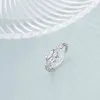 Cluster Rings Exquisite Silver Plated Shiny Tree Leaf Crystal Adjustable Ring Personality Charm Women Wedding Valentine Day Gift Jewelry