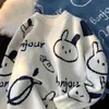 Женские свитера с рисунком кролика Y2k Harajuku kawaii, милый ретро-пуловер с круглым вырезом, вязаный свитер с узором, теплая свободная толстовка большого размера, женская 231012