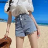 Jupes REDDACHiC boutonné pansement taille haute femmes Denim Shorts bleu été court Jean pantalon casual plaine à lacets croisé dos pantalon