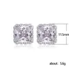 Orecchini a bottone Piccolo colore argento fresco Dolce corona Hollow Square Cubic Zirconia Abbinamento quotidiano Studente