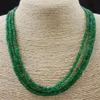 Naturliga 3 rader 2x4mm fasetterad grön smaragd abacus pärlor halsband17-19 262v