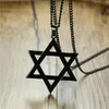 Pendentif Colliers 2021 Hommes Classic Star of David Collier en noir or argent couleur acier inoxydable Israël juif bijoux 231K