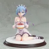 Mascottekostuums 13 cm anime figuur rem re: leven in een andere wereld van nul nemen de taart knielen pose model poppen speelgoed pvc materiaal