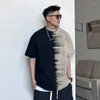 Men's T Shirts Summer Contrast Color Tie-dye Short-sleeved T-shirt American Style Casual Loose Five-quarter Sleeve T-shirts Tops Male