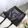 Sac de shopping en maille classique, sac de voyage à motif de luxe, sac de lavage pour femmes, étui de rangement de maquillage cosmétique, étui en maille