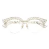 Cubojue Cat Eye Pearl Women Okulary przezroczyste soczewki Przezroczyste modne okulary okulary Kobieta pół ramy spektakles Panie Panie 2825