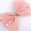 Baby Girls Tulle Star Barrettes hairpins Hair Bow Barrette Kids Hairpin Clips Clip With whole wrapped Boutique Bows Bling Hair Accessories M4013